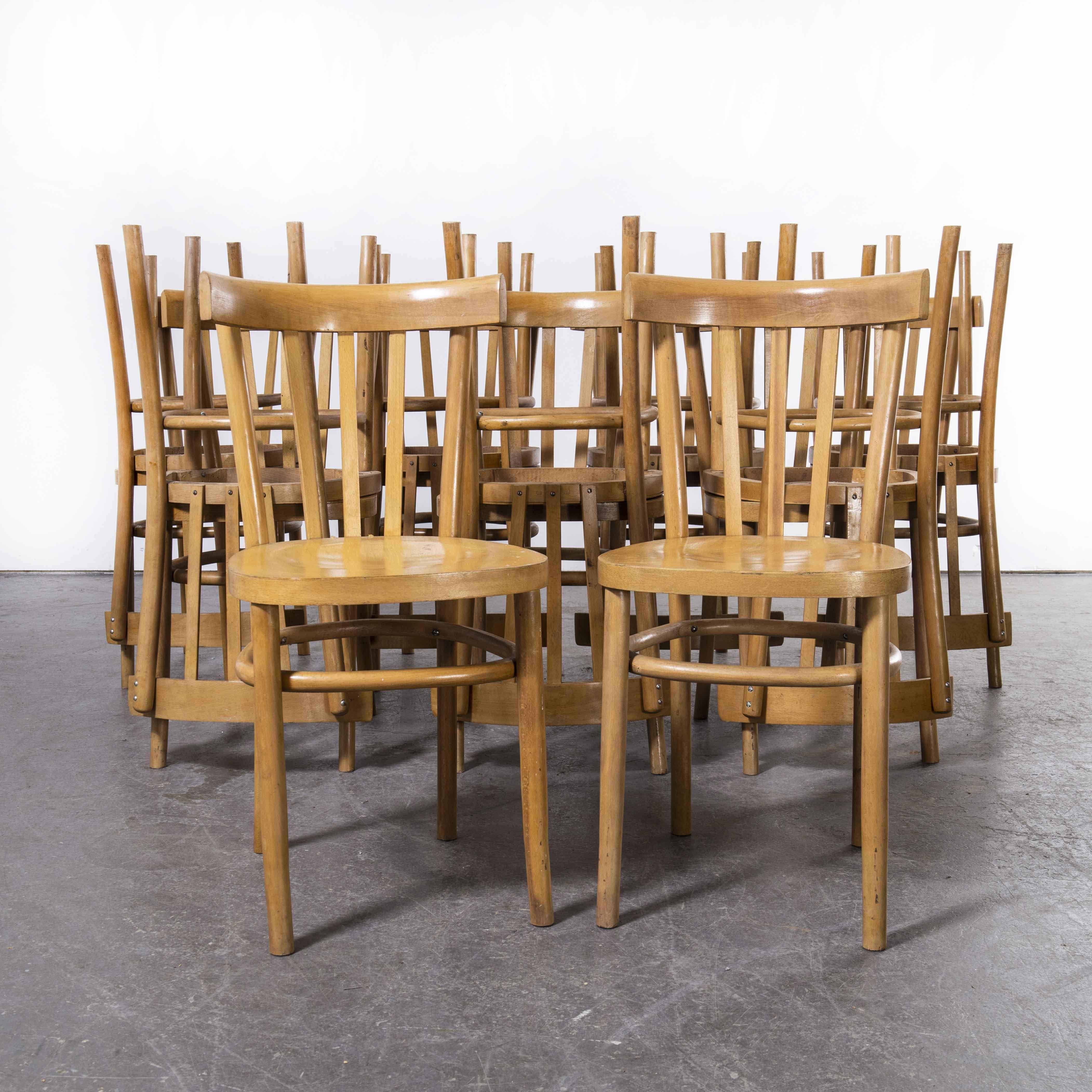 French 1970's Baumann Bentwood Bistro Dining Chair, Round Seat, Various Qty Available