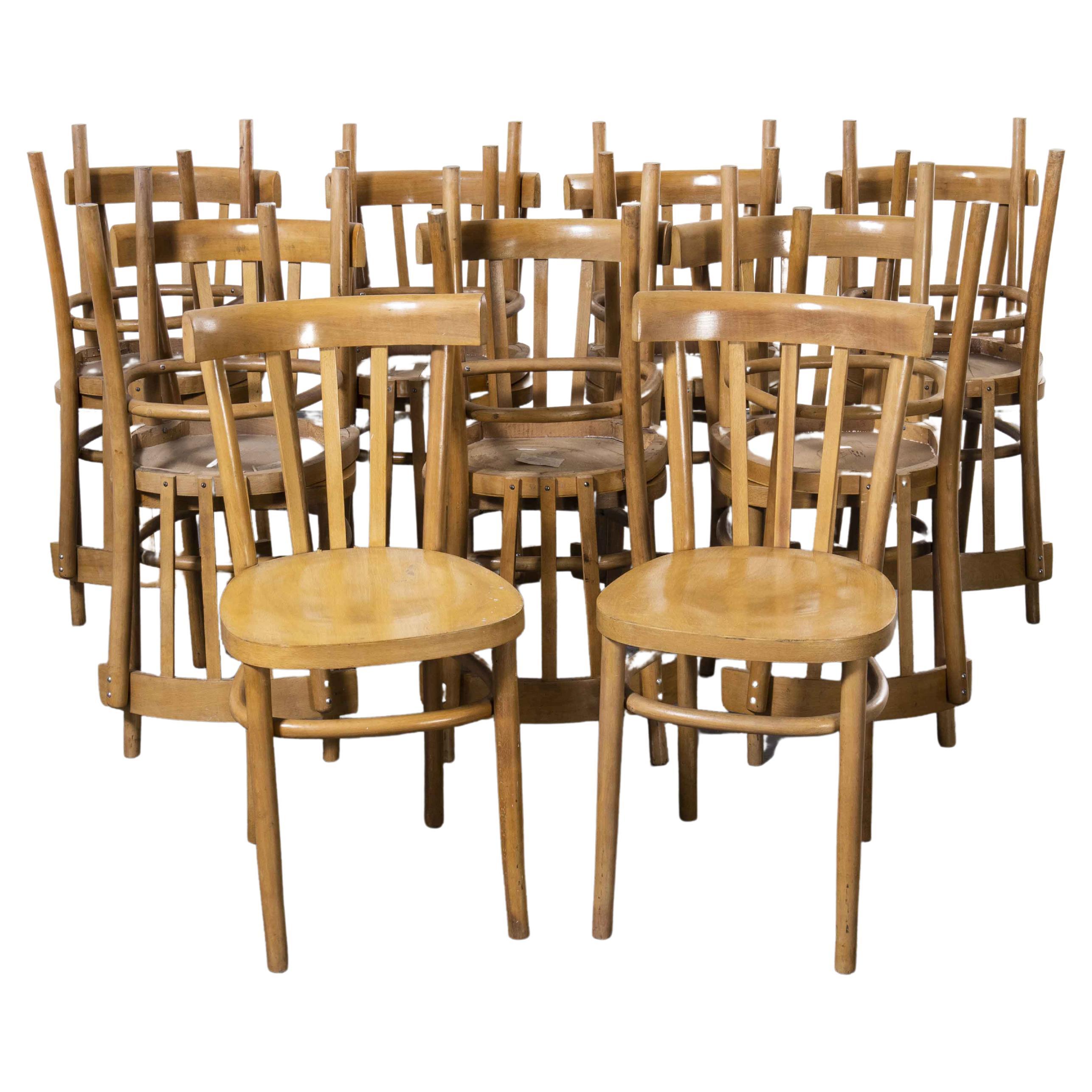 1970's Baumann Bentwood Bistro Dining Chair, Round Seat, Set of Eight