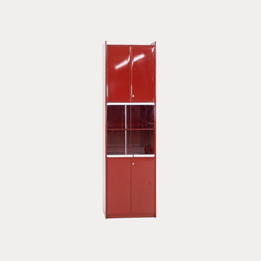 1970s B&B Italia Olinto Lacquered Cabinet w/ Glass Shelving by Kazuhide Takahama For Sale 5