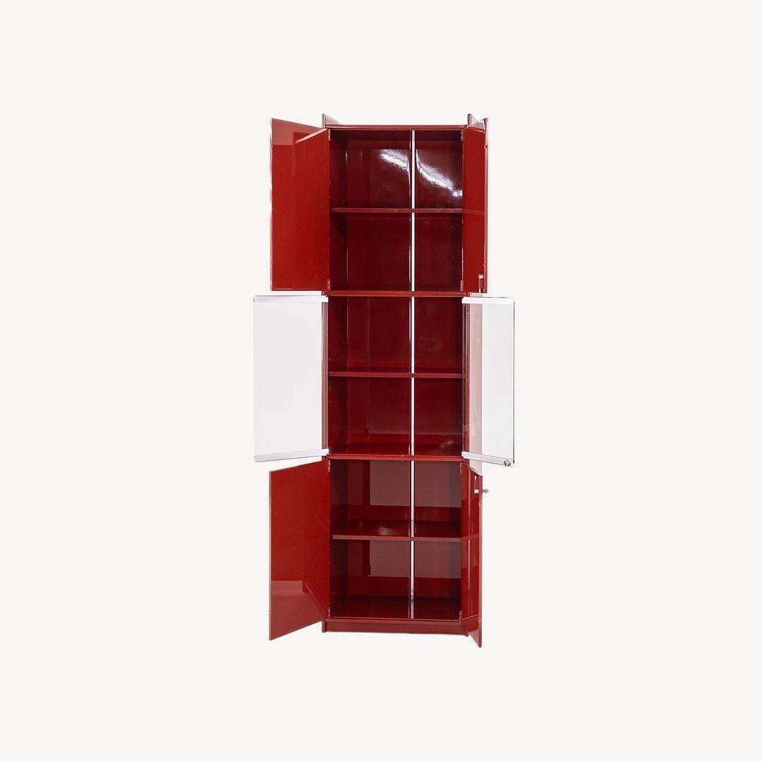 1970s B&B Italia Olinto Lacquered Cabinet w/ Glass Shelving by Kazuhide Takahama For Sale 1