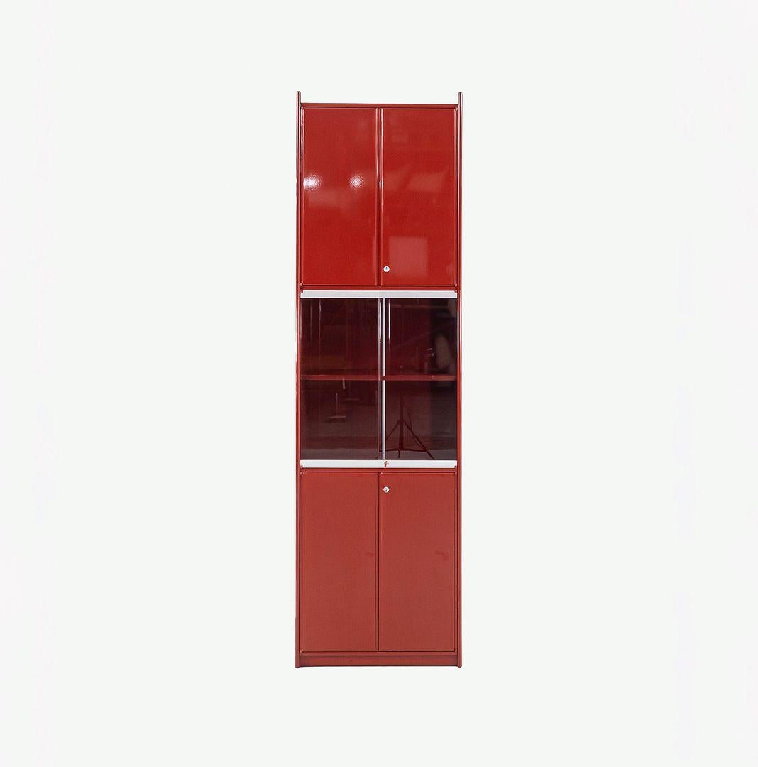 1970s B&B Italia Olinto Lacquered Cabinet w/ Glass Shelving by Kazuhide Takahama For Sale 2