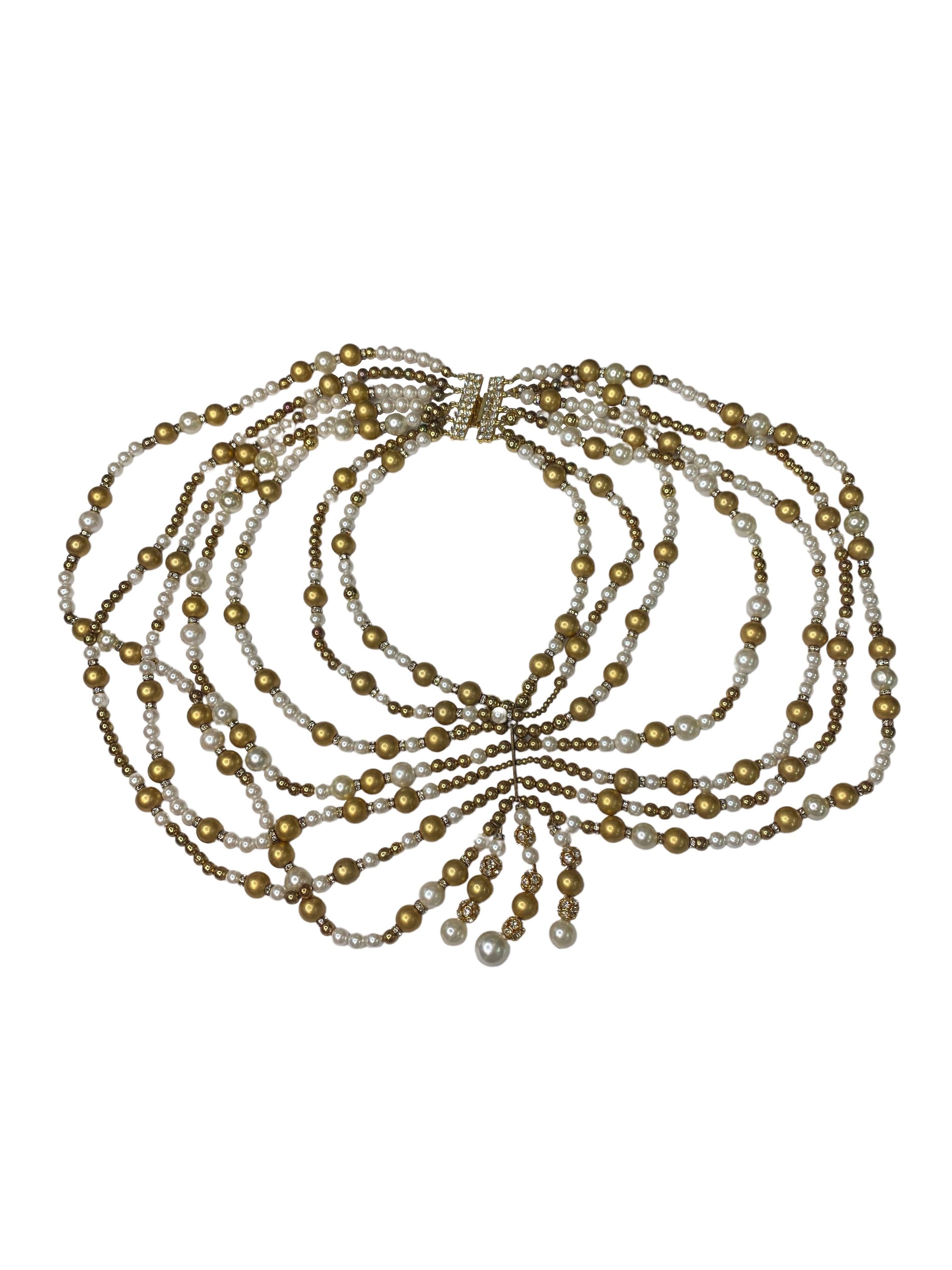 1970S Perlen Schulter Capelet Choker Halskette Damen im Angebot