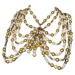Collana girocollo a spalla con perline 1970S