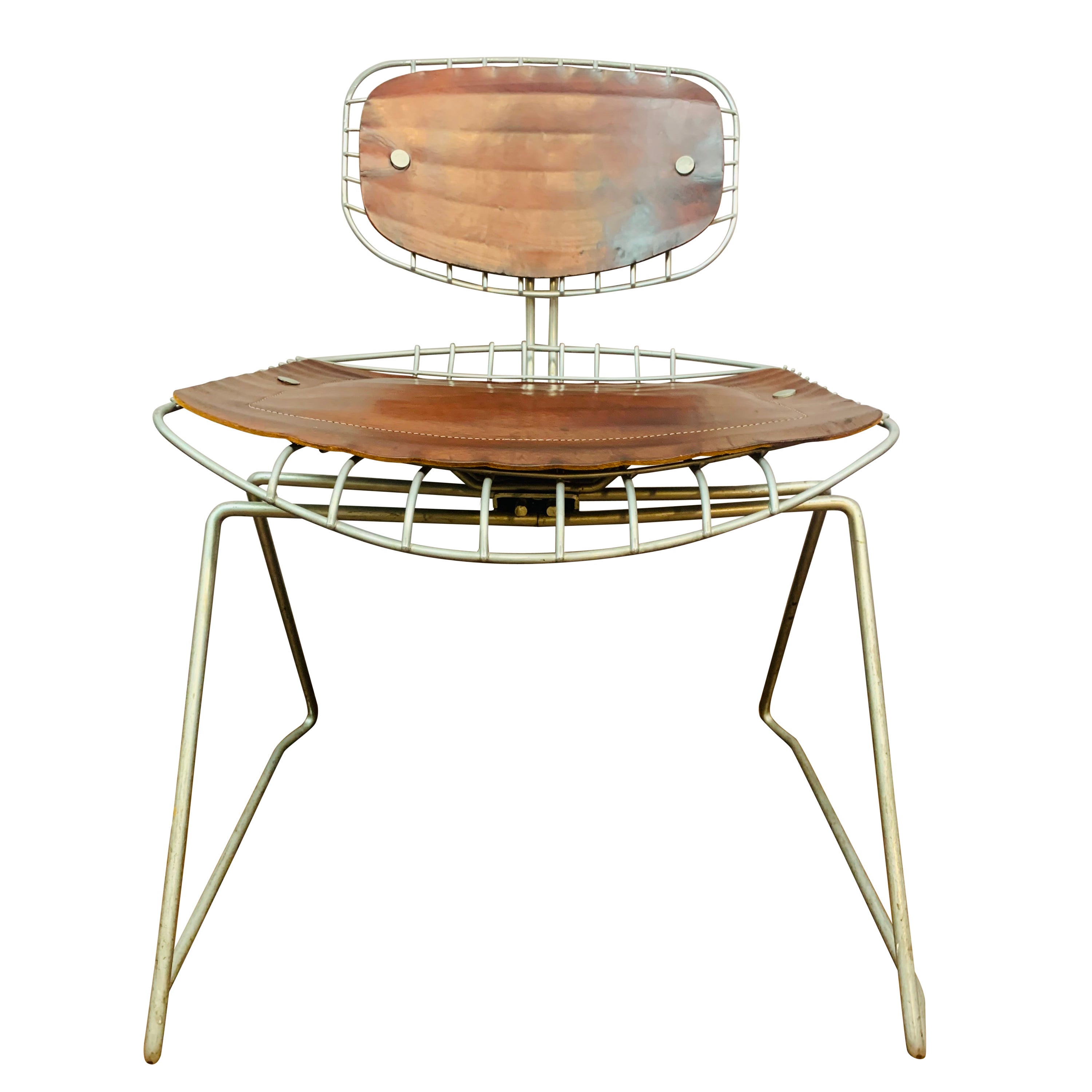 1970s "Beaubourg" Steel 
Leather Chair by Michel Cadestin 
George Laurent