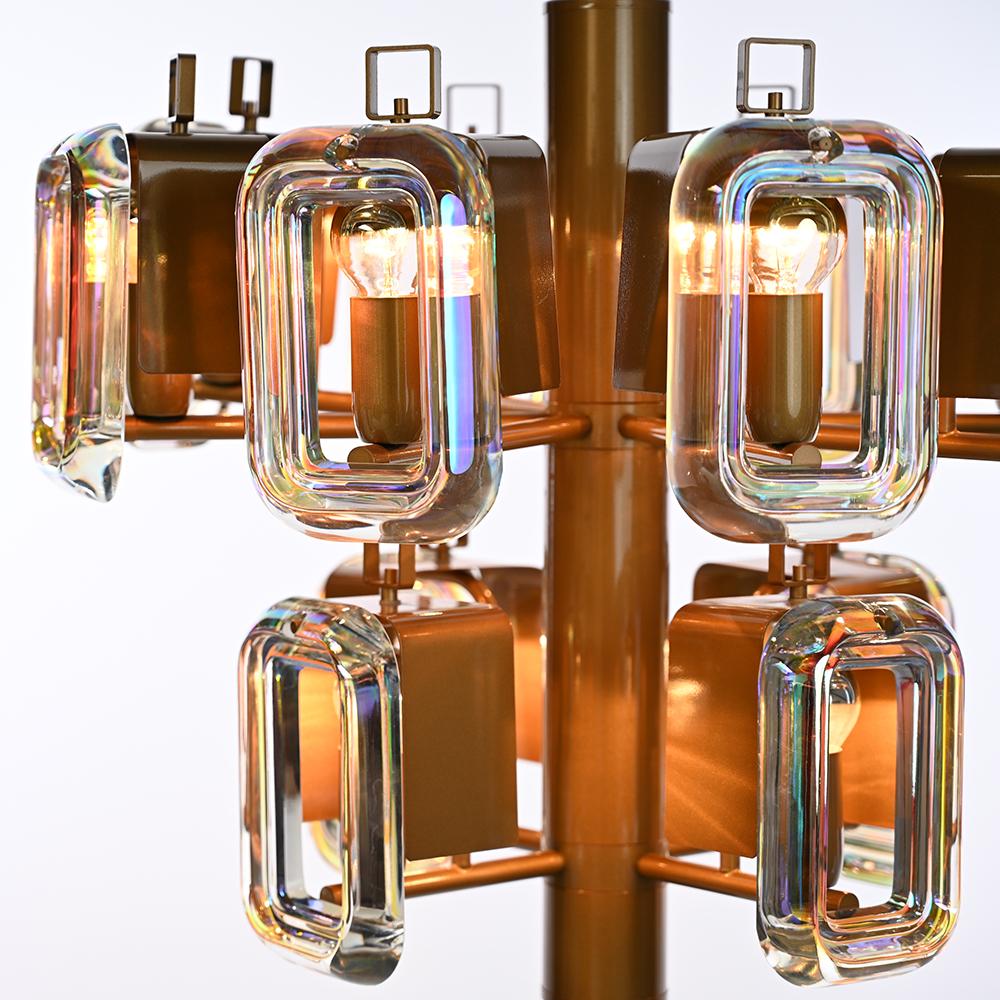 Mid-Century Modern 1970s Beautiful Iridescent Glass Chandelier For Sale