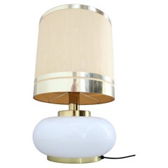 Retro 1970s Beautiful Large Glass and Brass Table Lamp, Italy