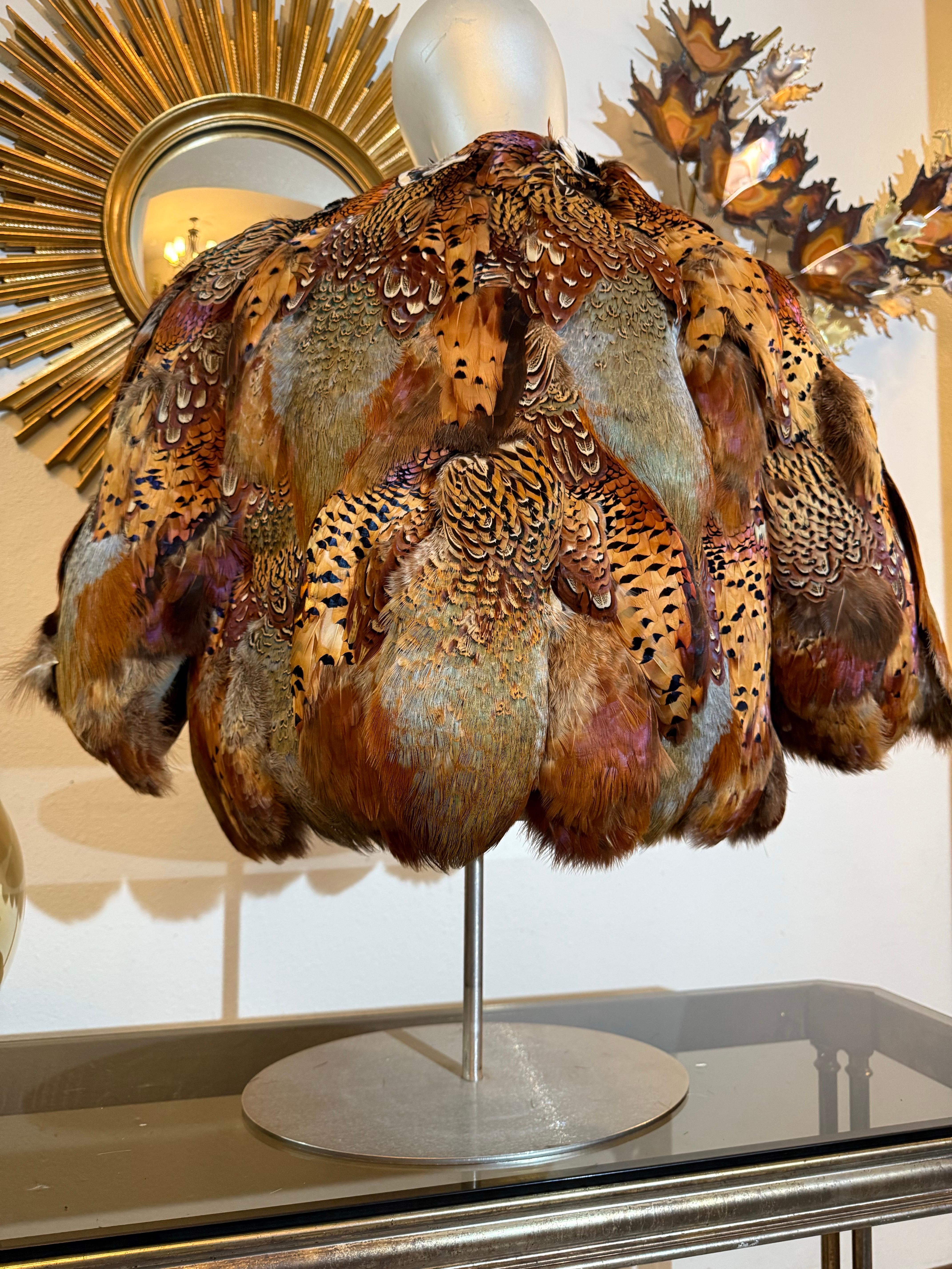 1970s Becky Bisoulis Pheasant Feather Extravagant Patchwork Bolero Jacket In Excellent Condition For Sale In Gresham, OR
