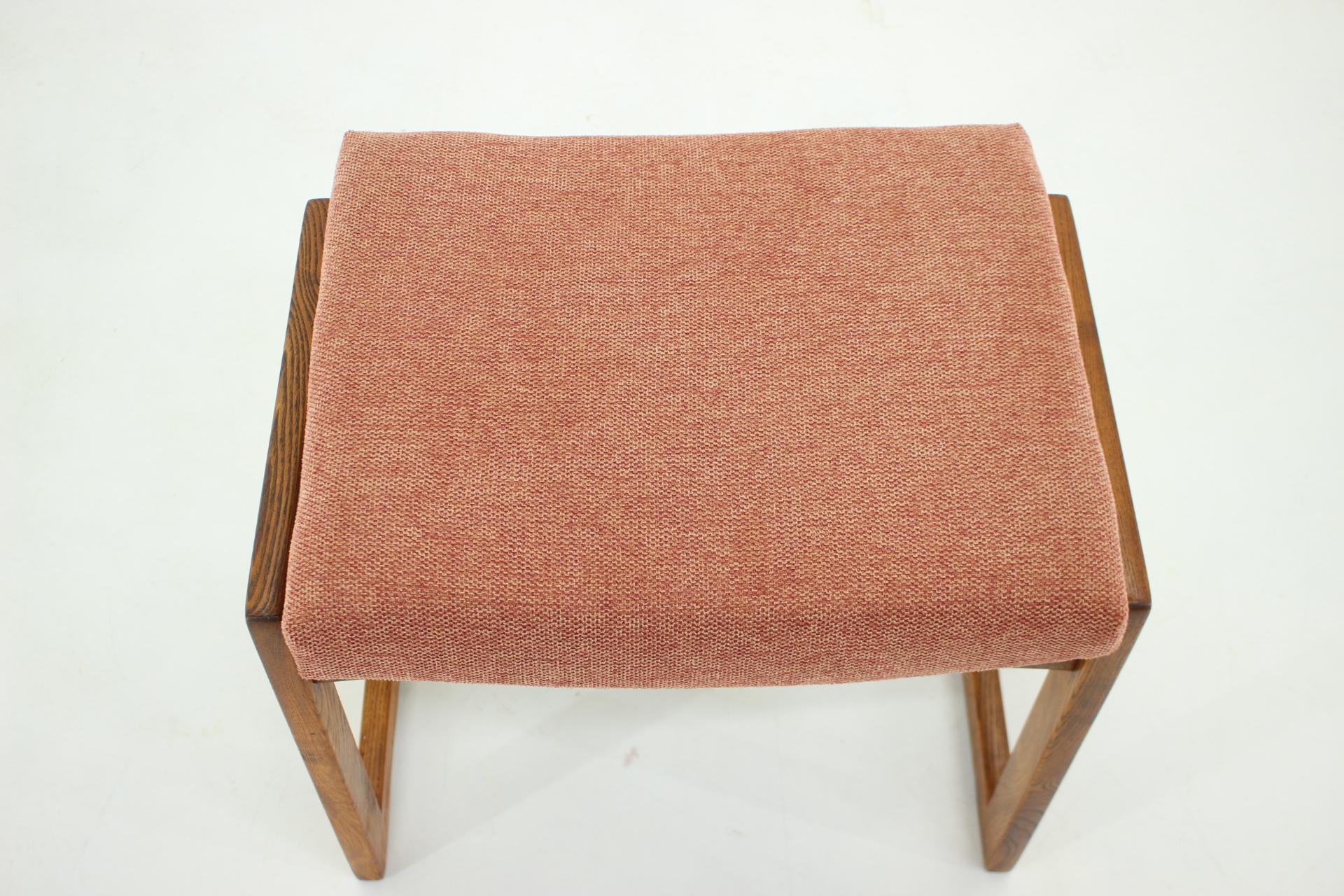 Late 20th Century 1970s Beech and Fabric Stool or Tabouret, Czechoslovakia