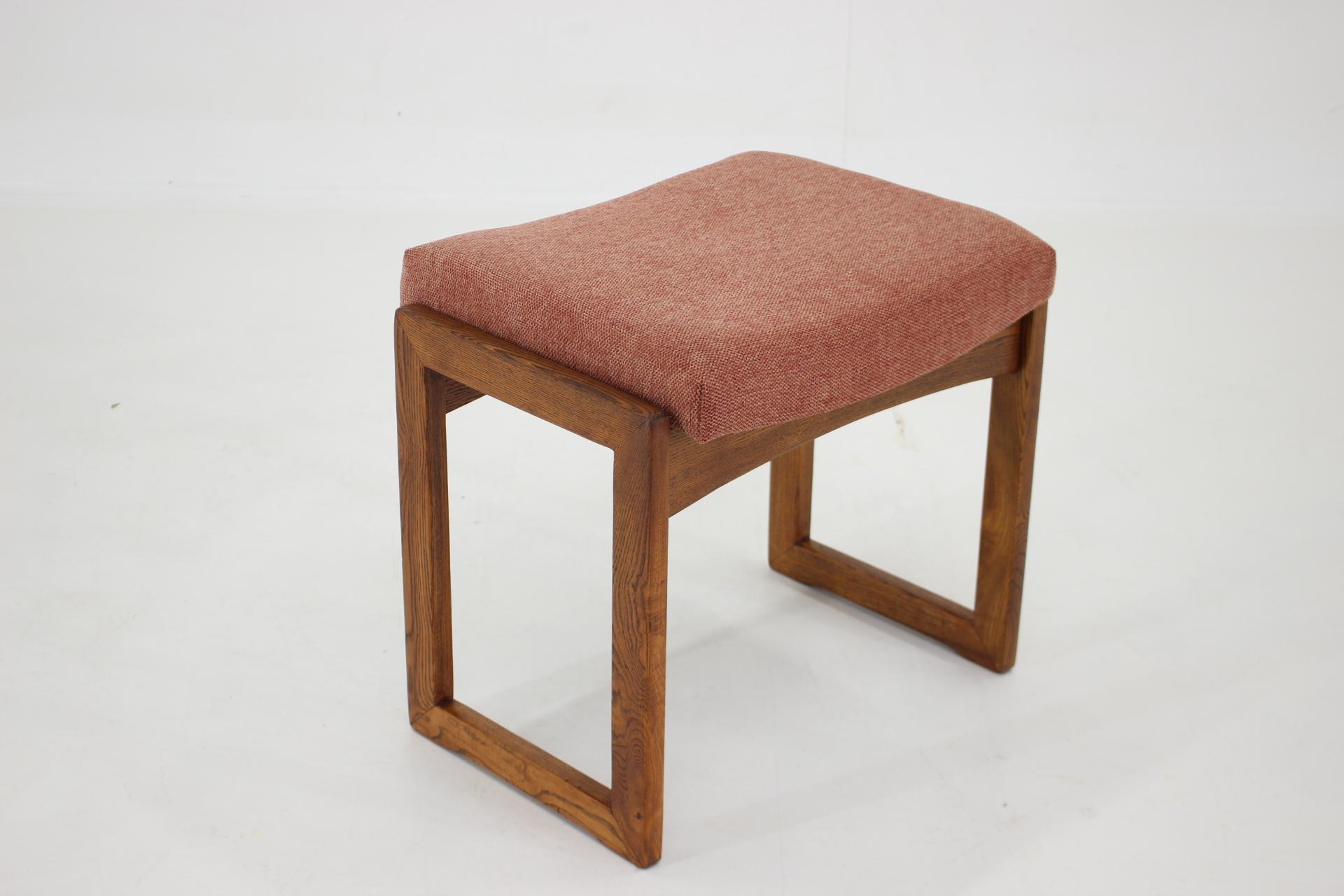 1970s Beech and Fabric Stool or Tabouret, Czechoslovakia 1