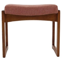 1970s Beech and Fabric Stool or Tabouret, Czechoslovakia