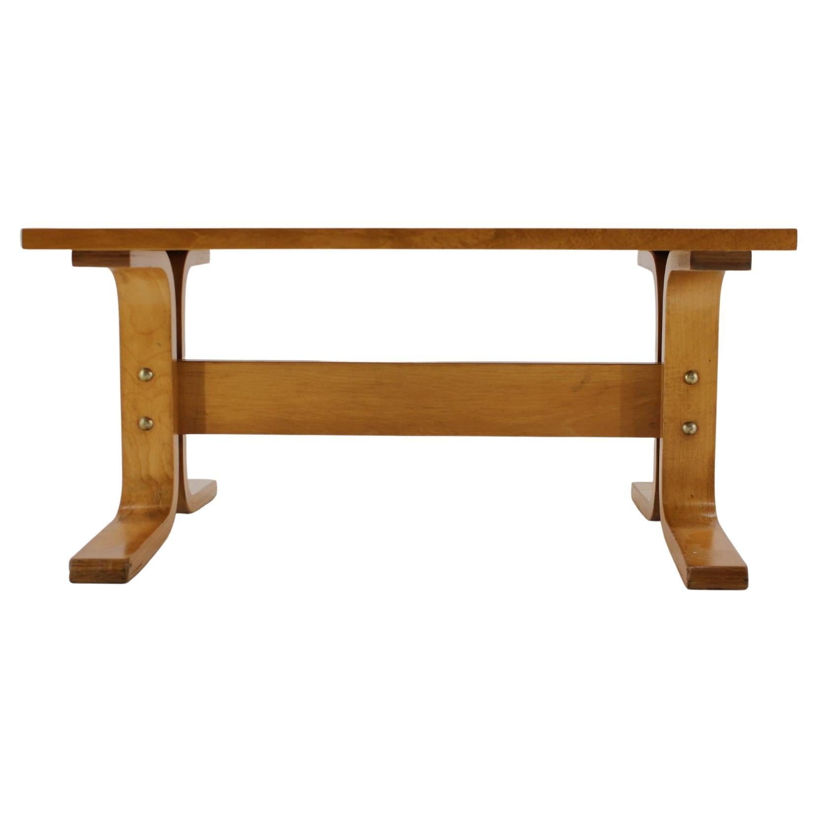1970s, Beech Bench / Planter Stand, Czechoslovakia For Sale