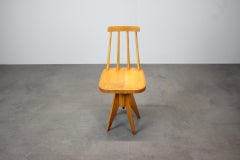 1970s Beech Adjustable Chair Czechoslovakia Vintage Wooden Height Adjustable Sea