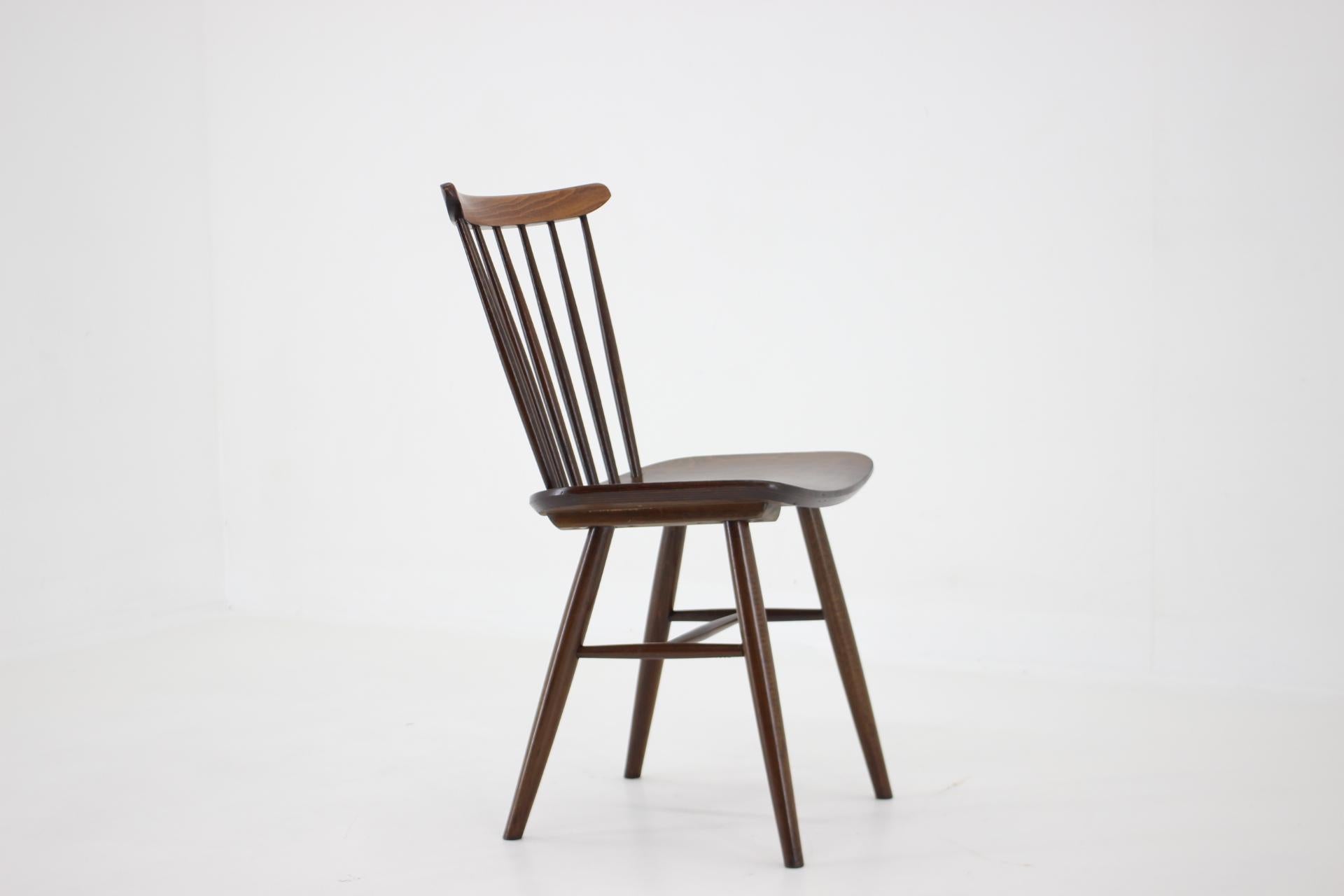 1970s Beech Dining Chair, Up to 12 Pieces, Czechoslovakia In Good Condition For Sale In Praha, CZ