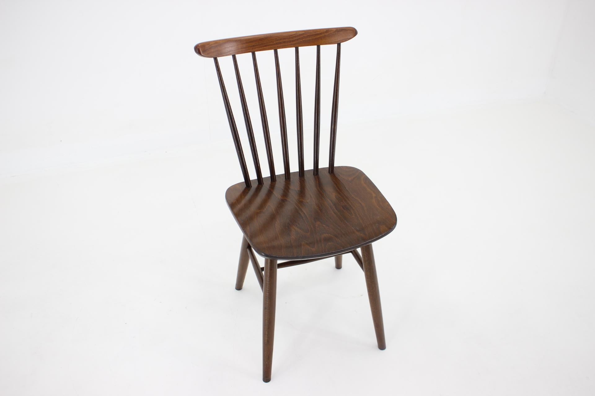 1970s Beech Dining Chair, Up to 12 Pieces, Czechoslovakia For Sale 3