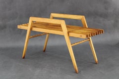 1970s Beech Flower Pot Stand , Czechoslovakia