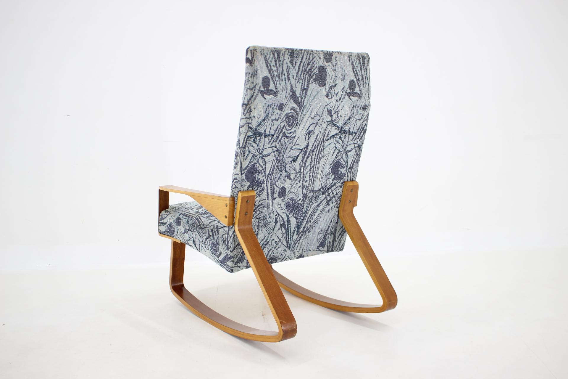 Fabric 1970s Beech Rocking Chair by Drevopodnik Holesov, Czechoslovakia