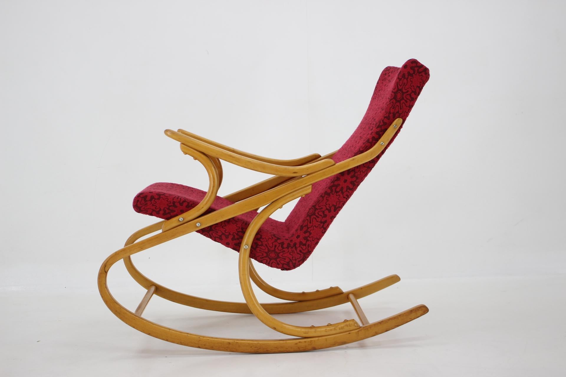 Late 20th Century 1970s, Beech Rocking Chair by Ton, Czechoslovakia For Sale