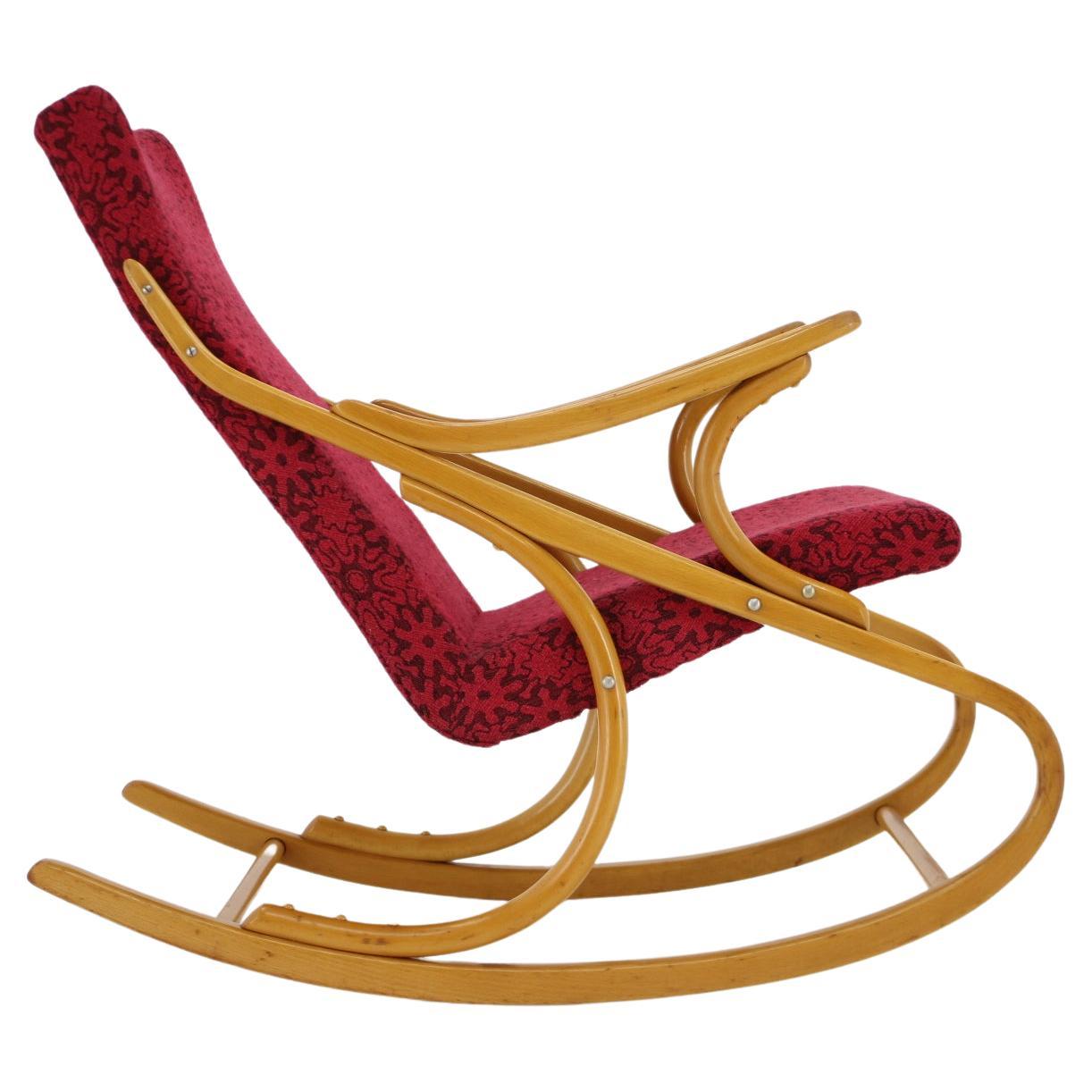 1970s, Beech Rocking Chair by Ton, Czechoslovakia For Sale