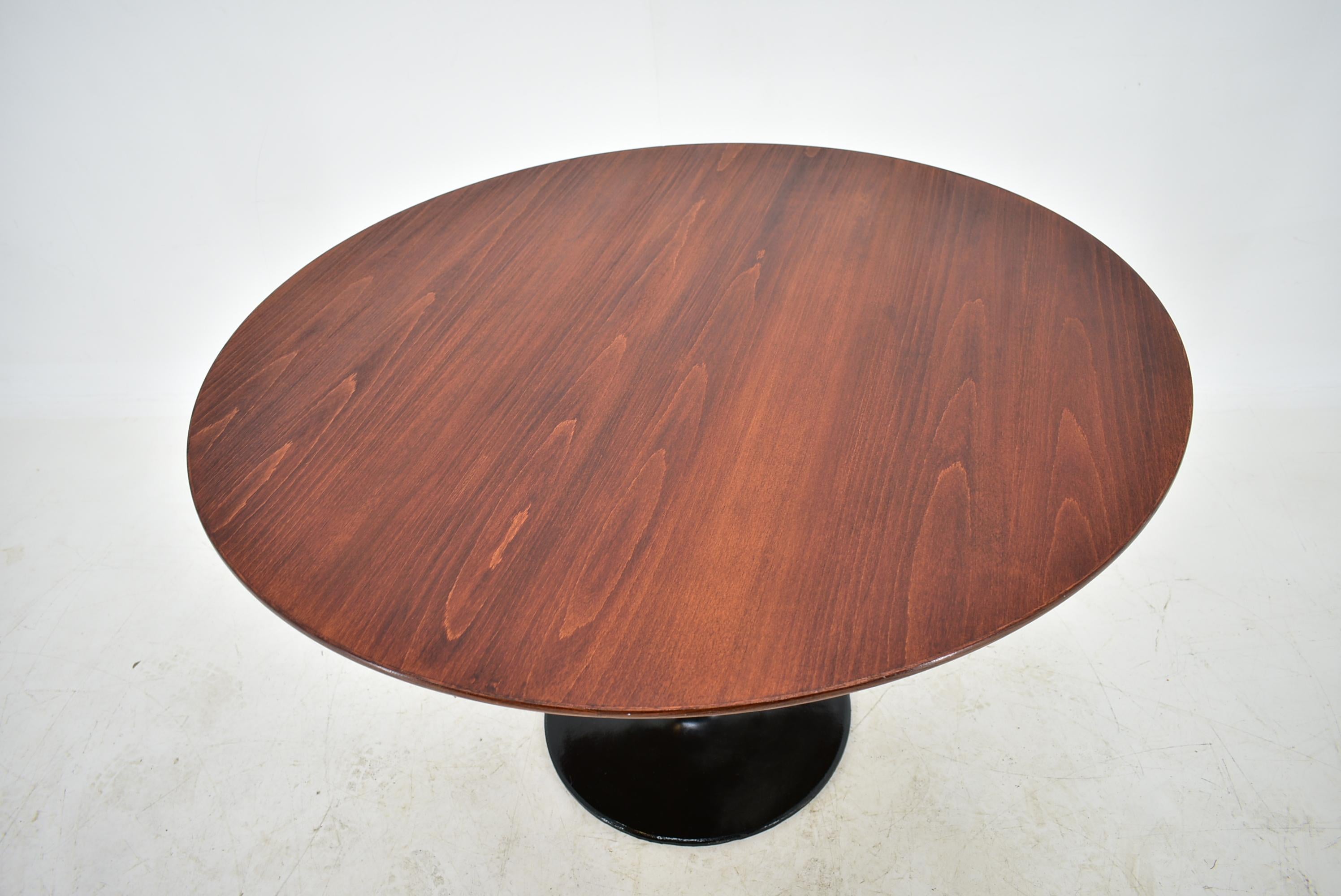 Mid-Century Modern 1970s Beech Round Dining Table, Czechoslovakia