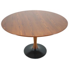 1970s Beech Round Dining Table, Czechoslovakia