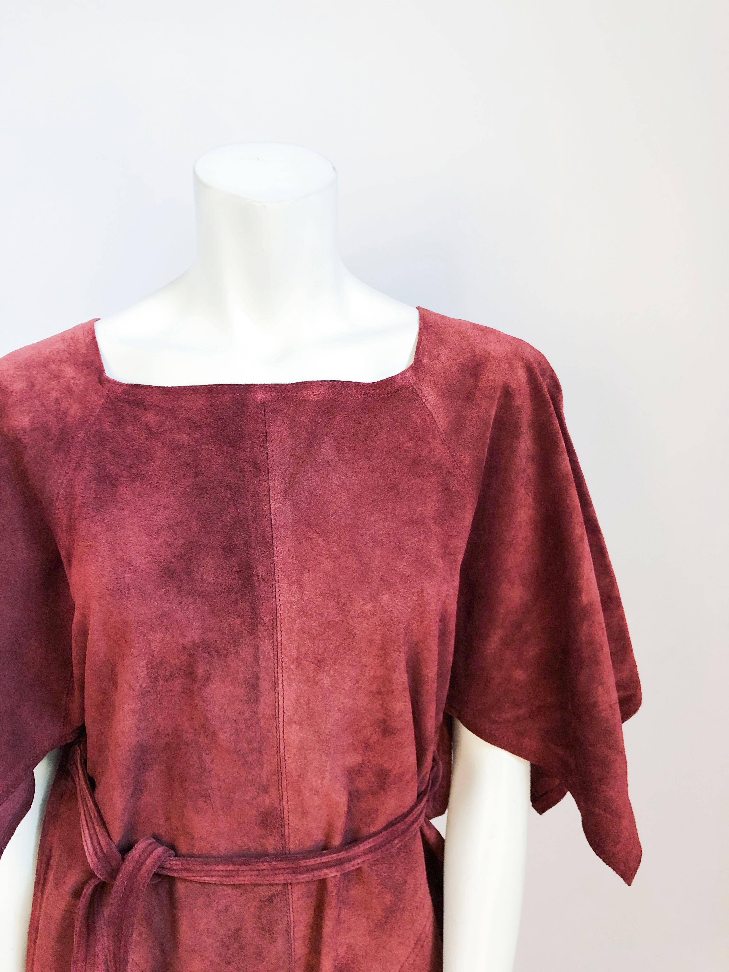 Brown 1970's Beged-Or Rust Suede Tunic top For Sale