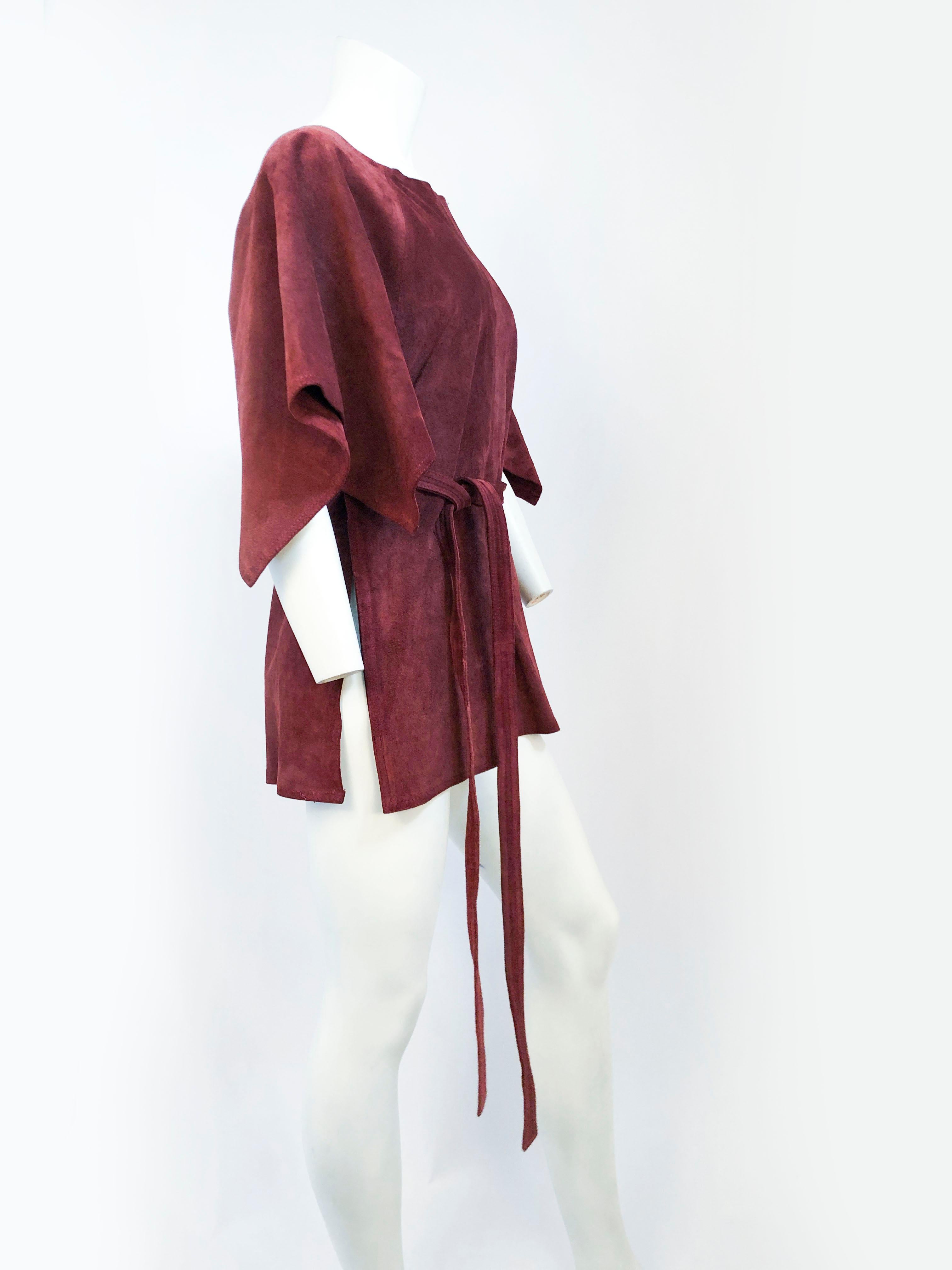 1970's Beged-Or Rust Suede Tunic top In Good Condition For Sale In San Francisco, CA