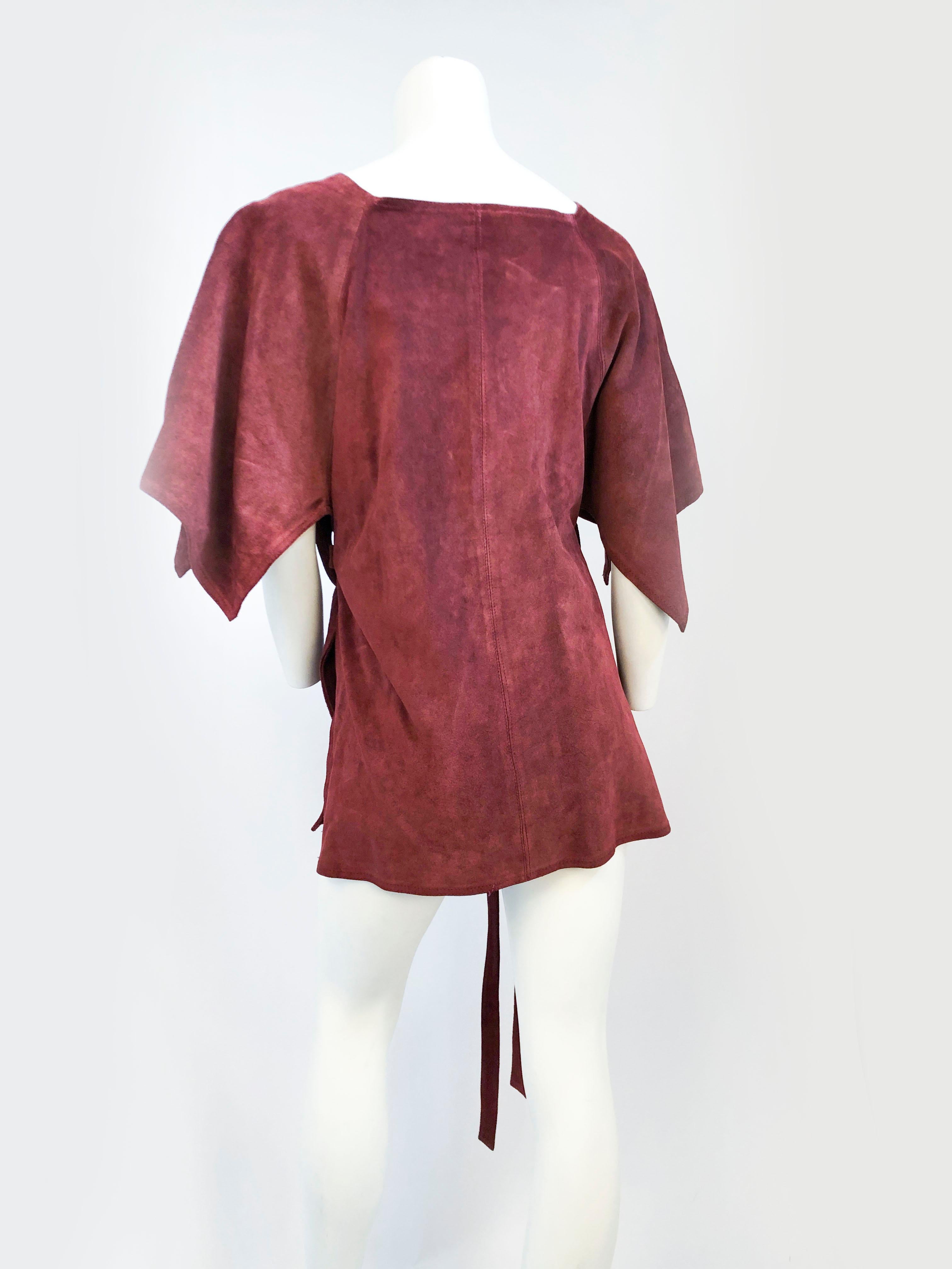 Women's 1970's Beged-Or Rust Suede Tunic top For Sale