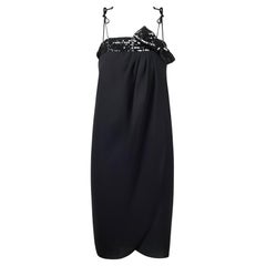 1970s Beginnings Spaghetti Strap Column Dress with Bow Detail