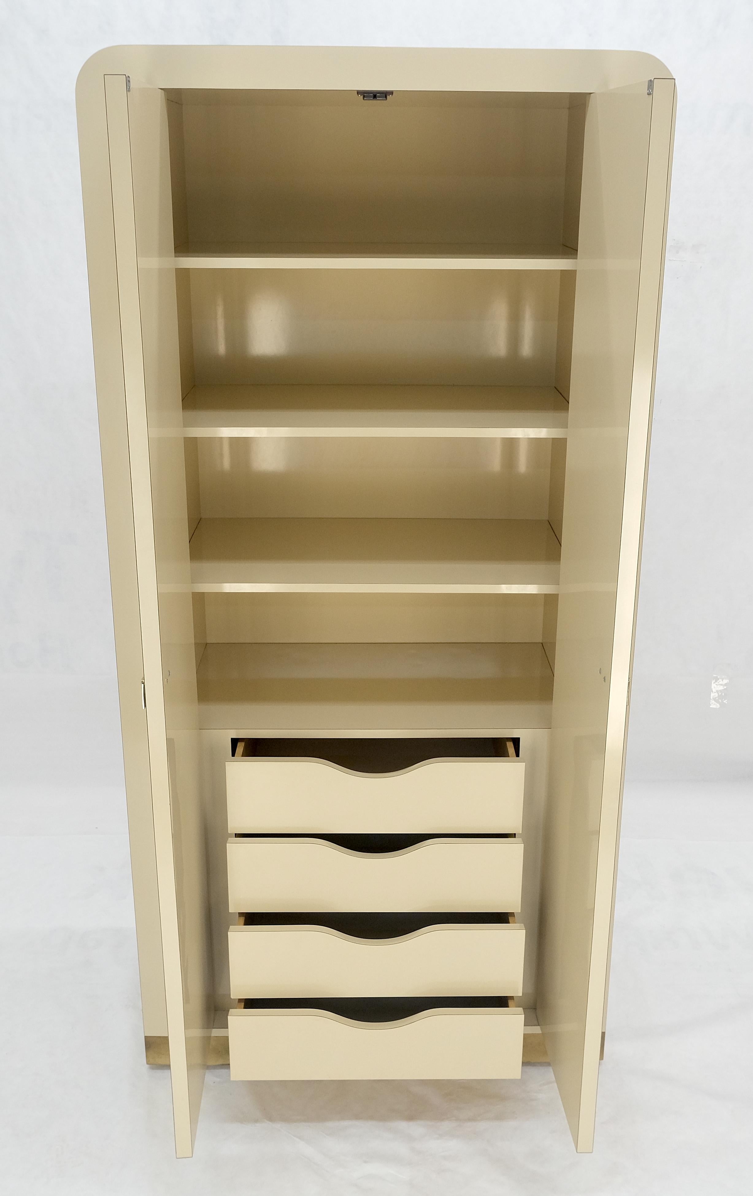 1970s Beige Formica Tall Double Door Linens Cabinet Three Drawer Chifforobe MINT For Sale 9
