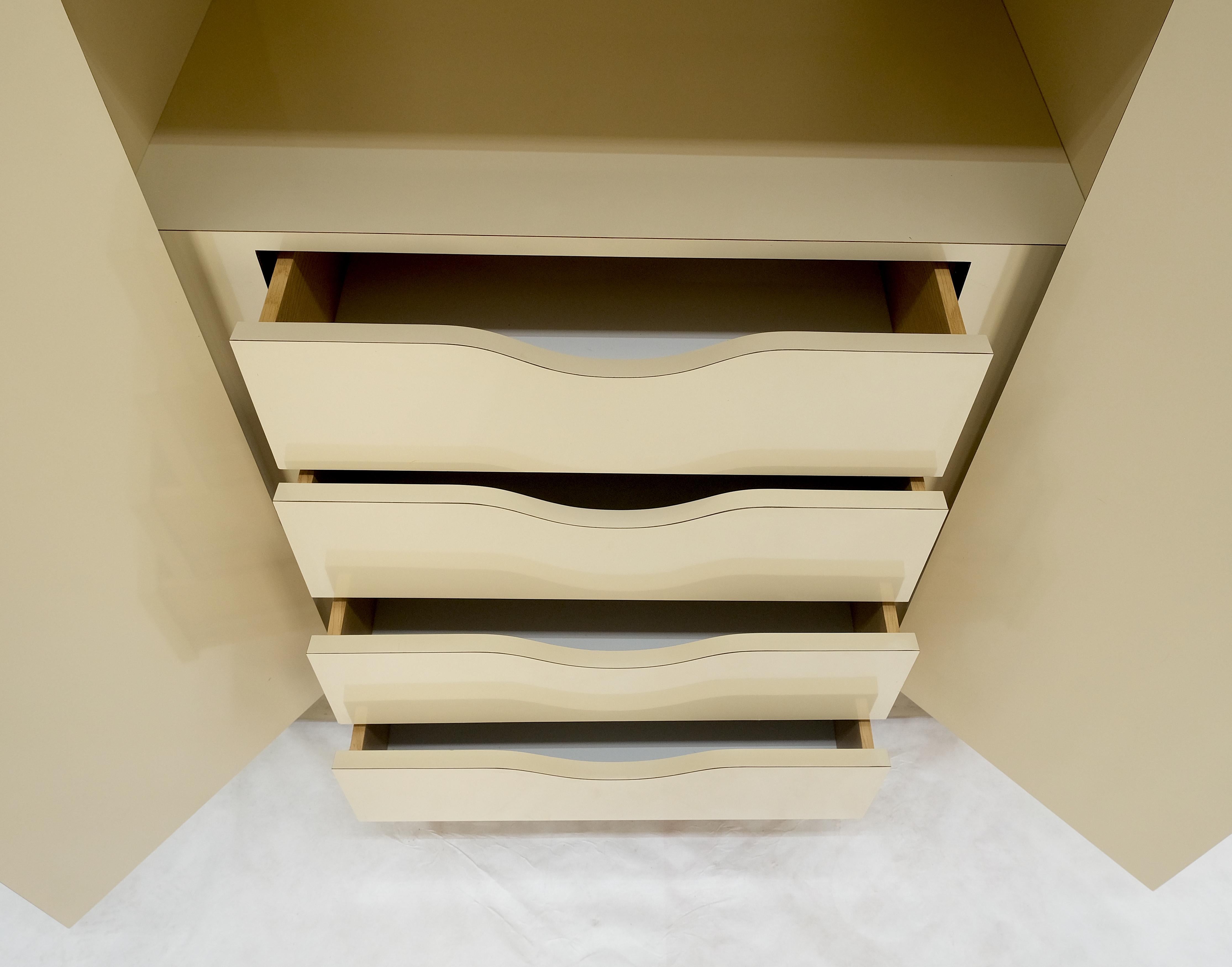 1970s Beige Formica Tall Double Door Linens Cabinet Three Drawer Chifforobe MINT For Sale 10