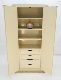1970s Beige Formica Tall Double Door Linens Cabinet Three Drawer Chifforobe MINT