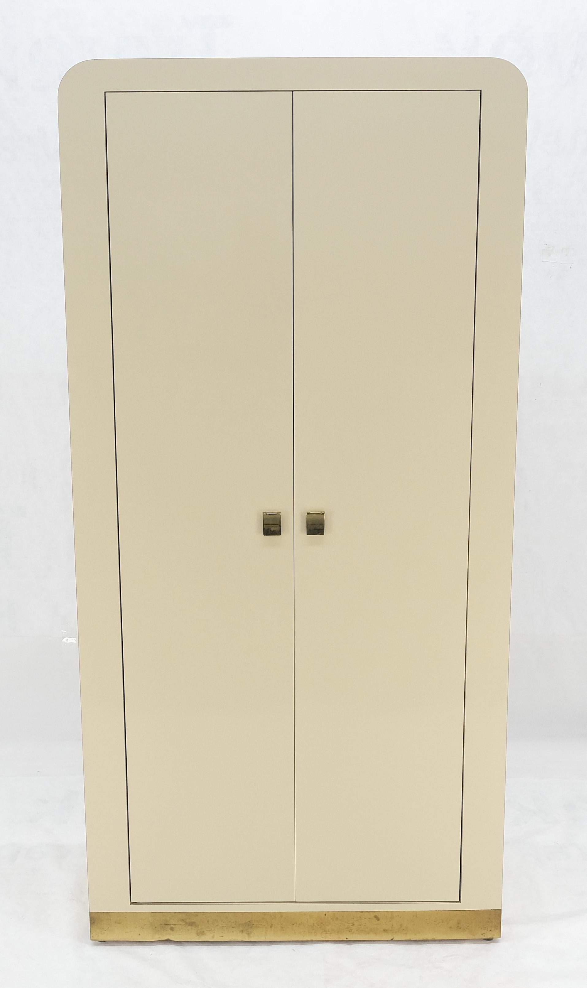 1970s Beige Formica Tall Double Door Linens Cabinet Three Drawer Chifforobe MINT In Excellent Condition For Sale In Rockaway, NJ