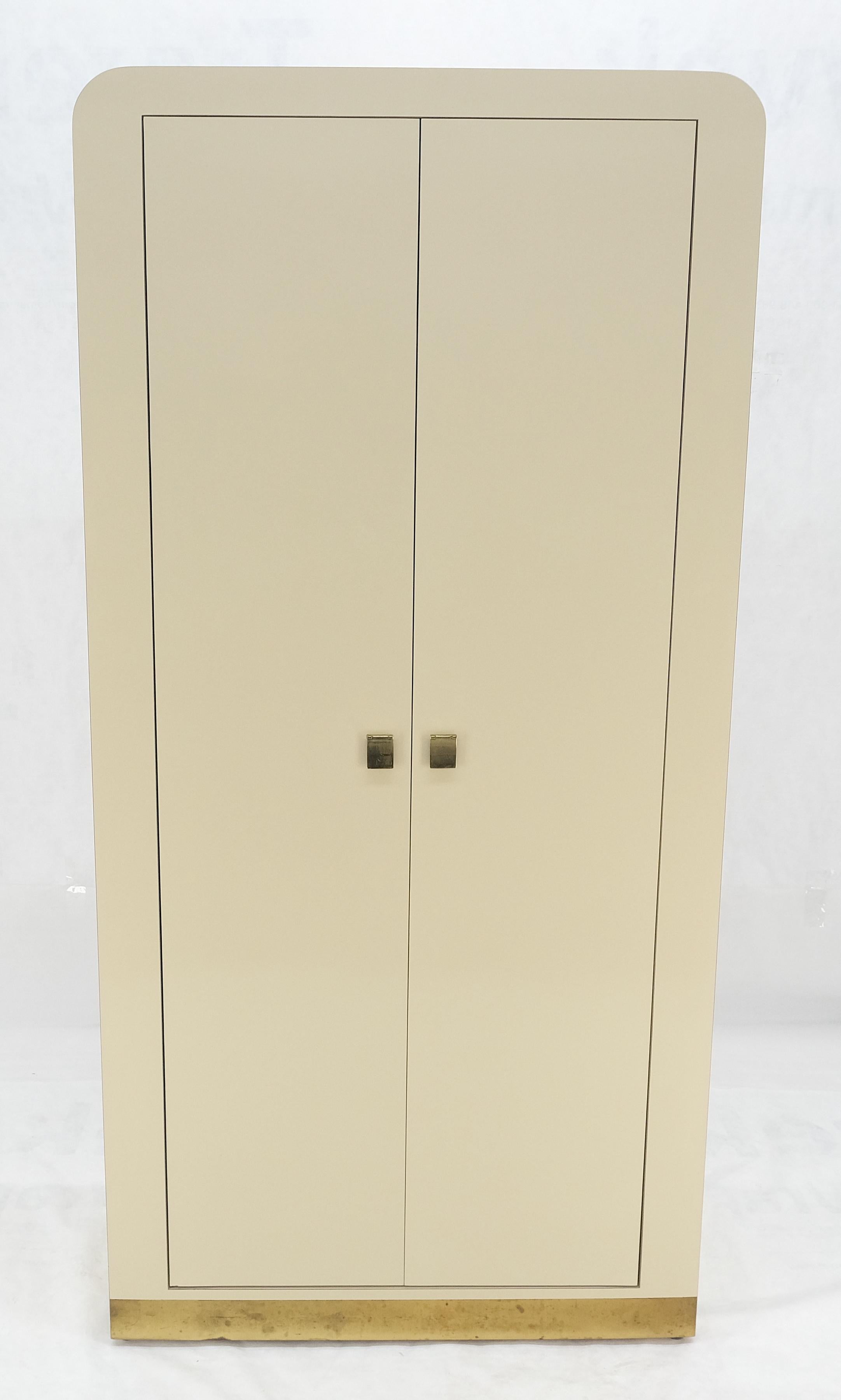 20th Century 1970s Beige Formica Tall Double Door Linens Cabinet Three Drawer Chifforobe MINT For Sale