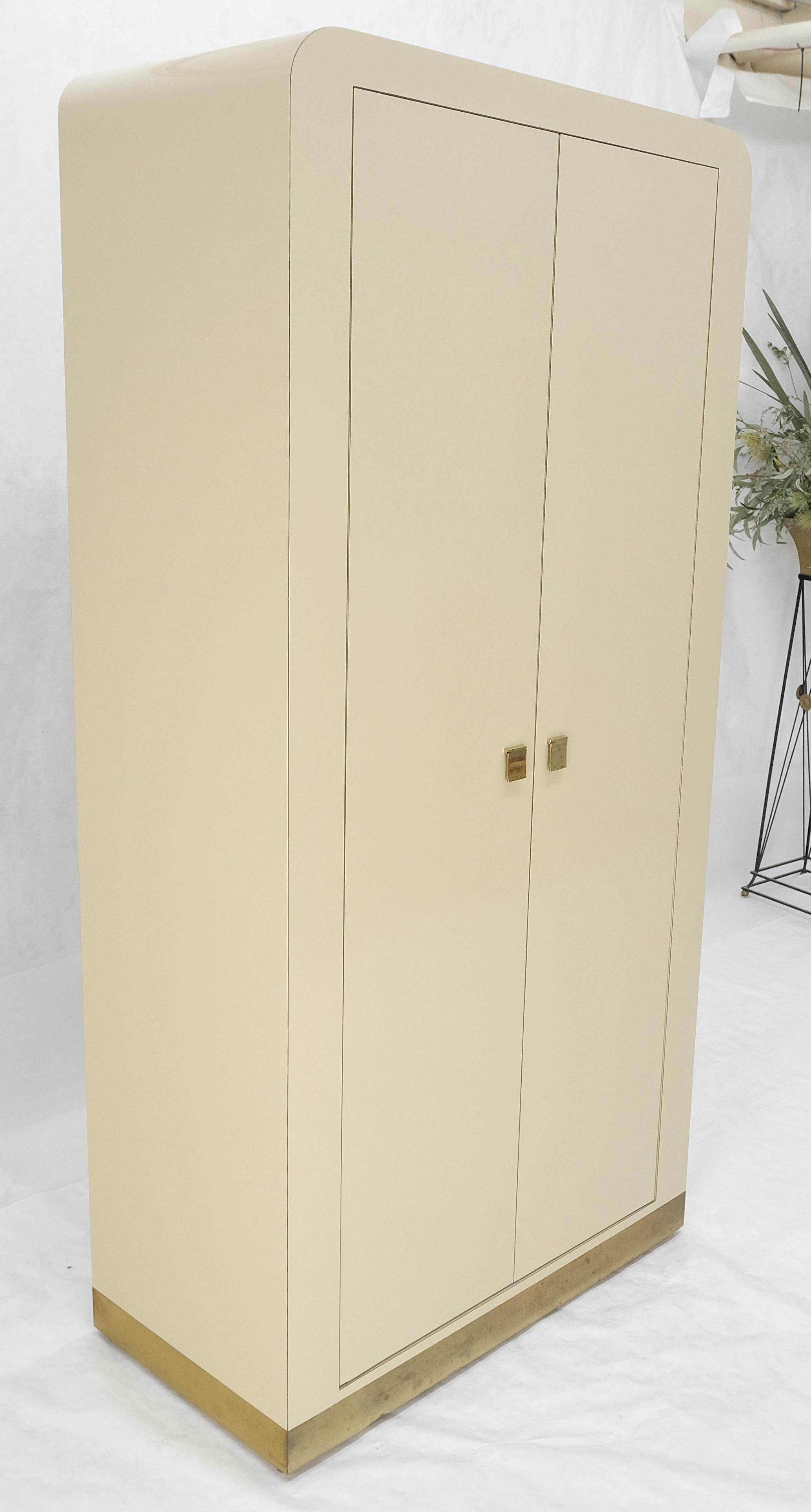 1970s Beige Formica Tall Double Door Linens Cabinet Three Drawer Chifforobe MINT For Sale 1