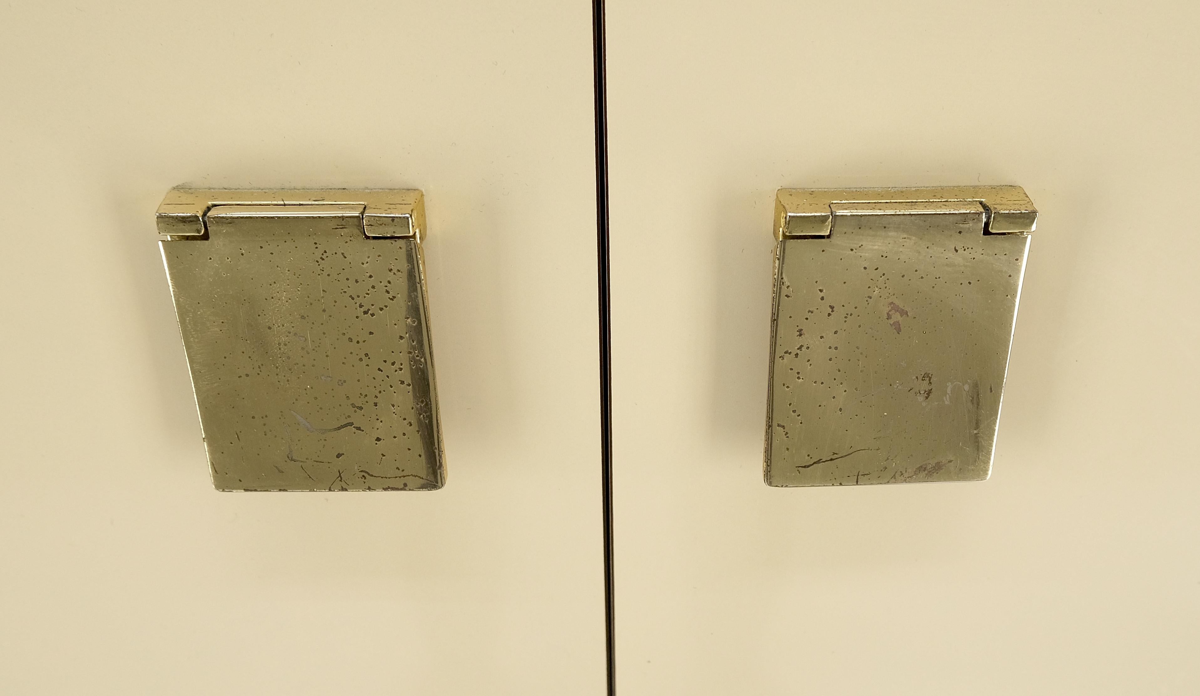1970s Beige Formica Tall Double Door Linens Cabinet Three Drawer Chifforobe MINT For Sale 3