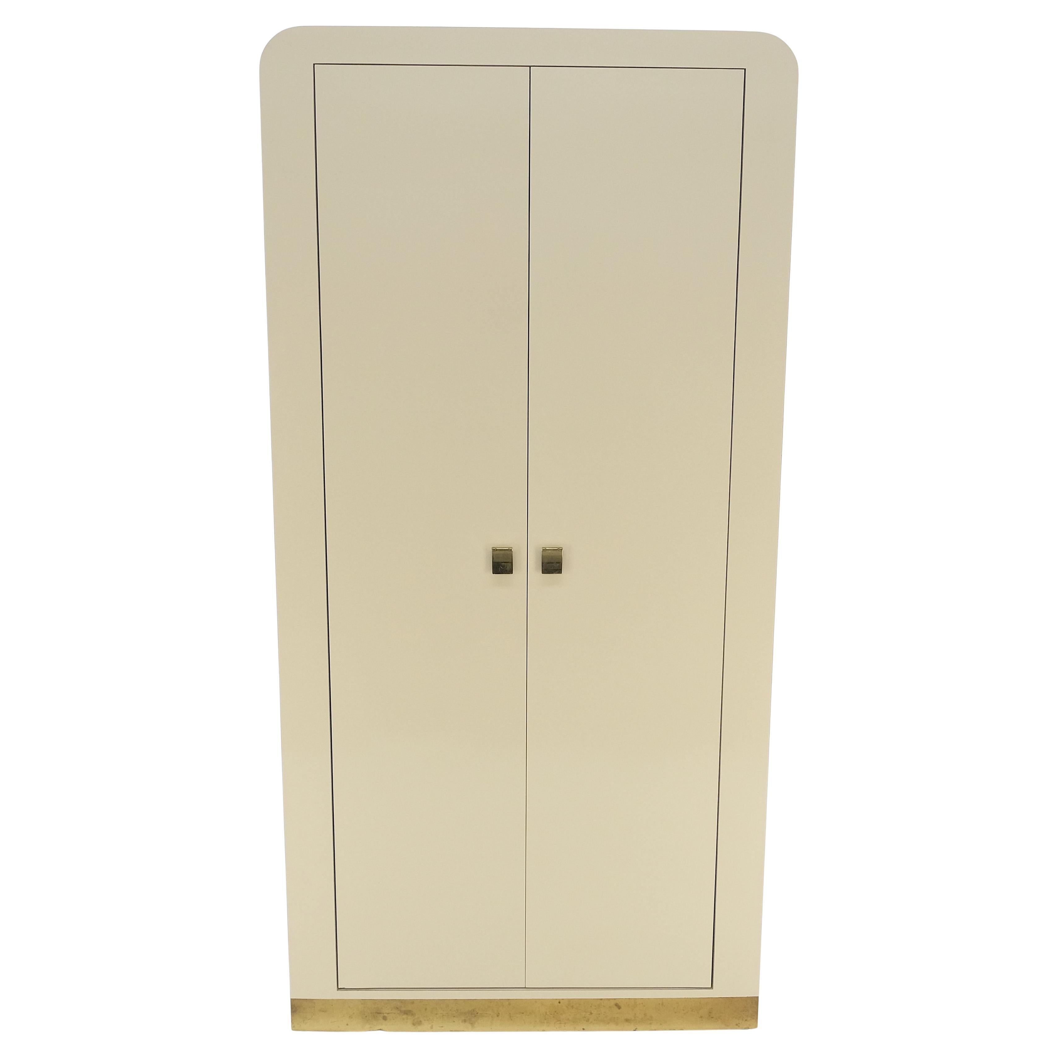 1970s Beige Formica Tall Double Door Linens Cabinet Three Drawer Chifforobe MINT