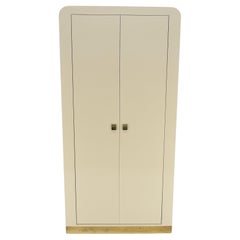 Vintage 1970s Beige Formica Tall Double Door Linens Cabinet Three Drawer Chifforobe MINT