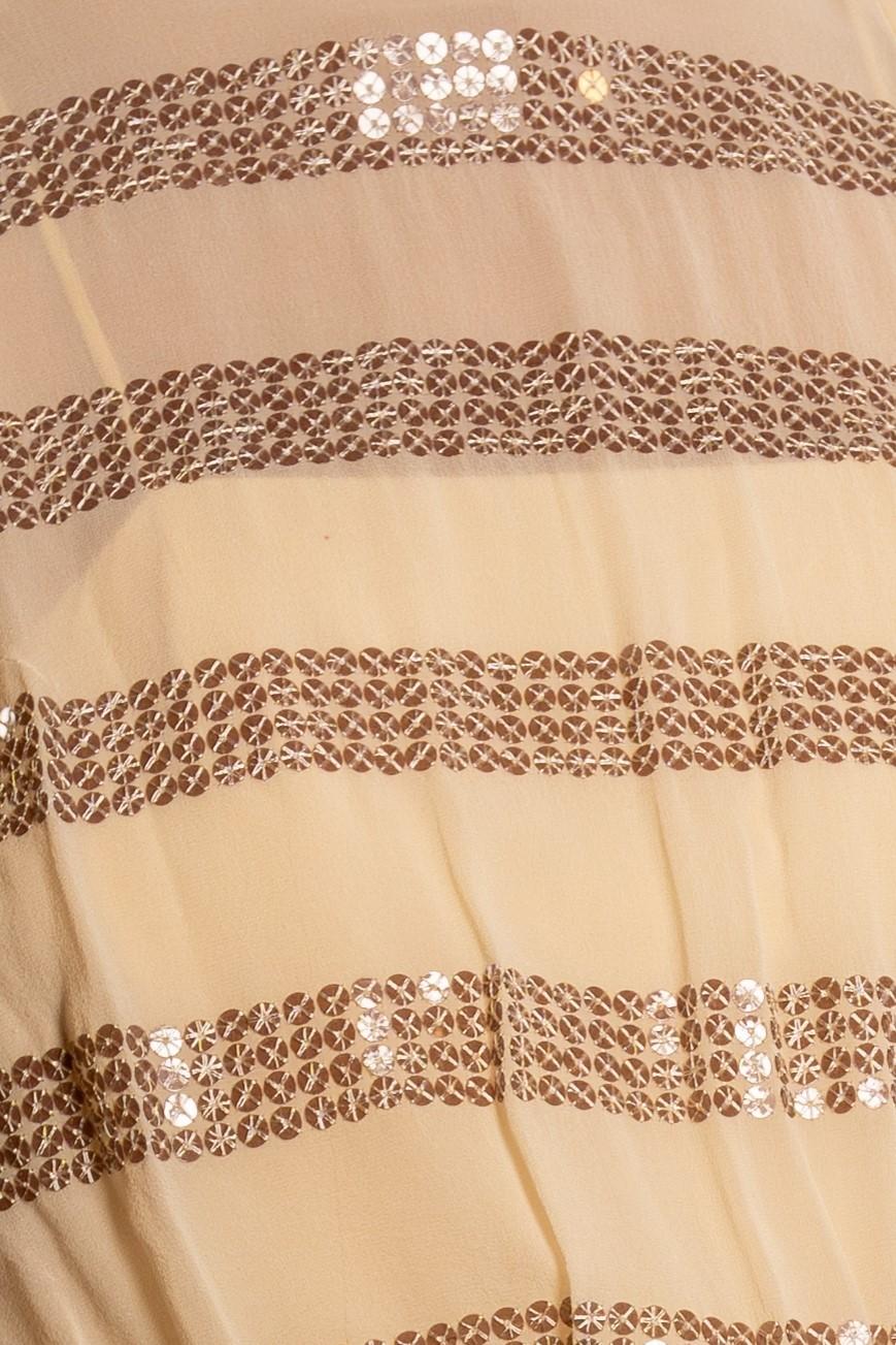 Abito anni '70 in chiffon misto seta e avorio a righe di paillettes in vendita 3