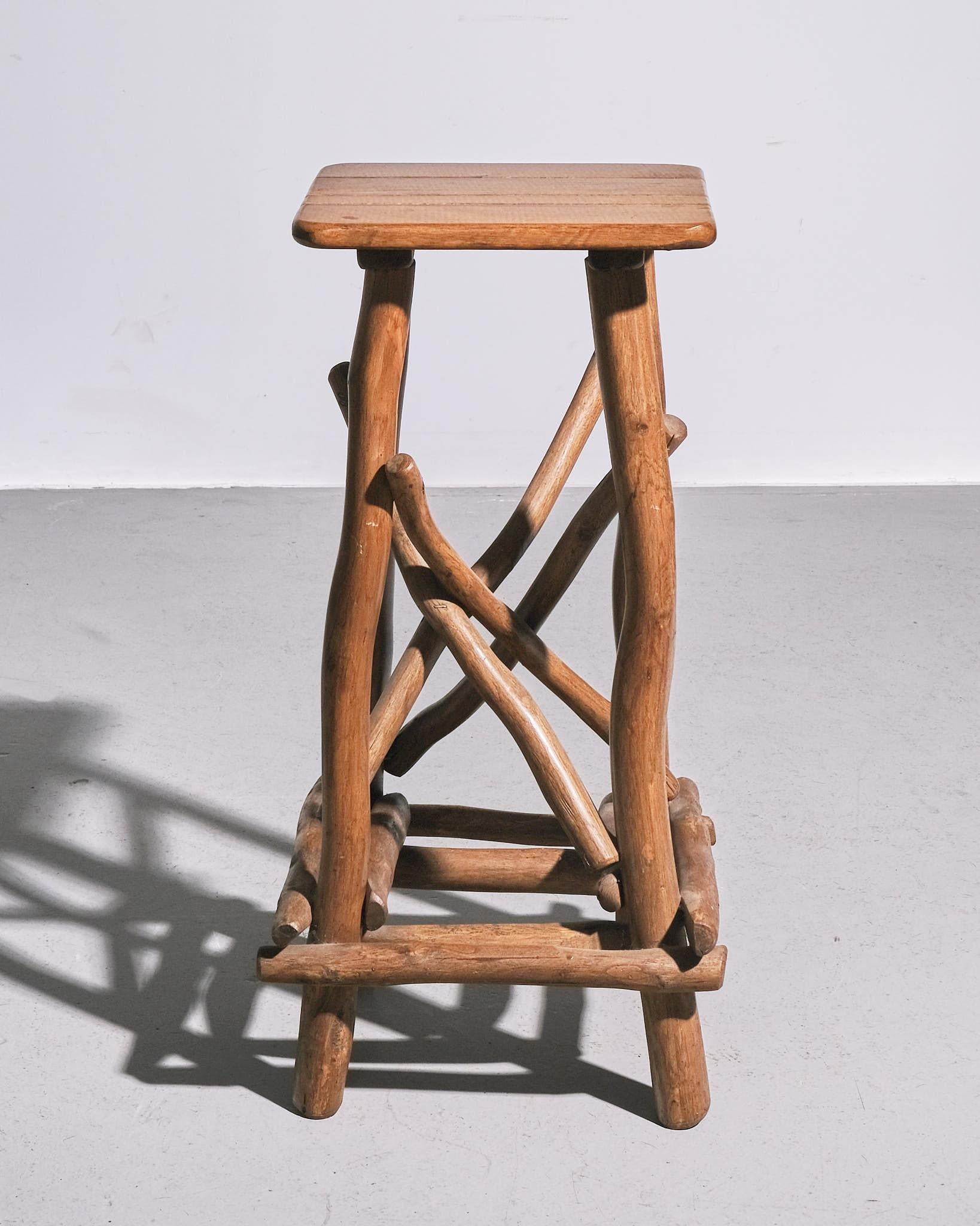 Wood 1970s Belgian Adirondack Style Stool For Sale
