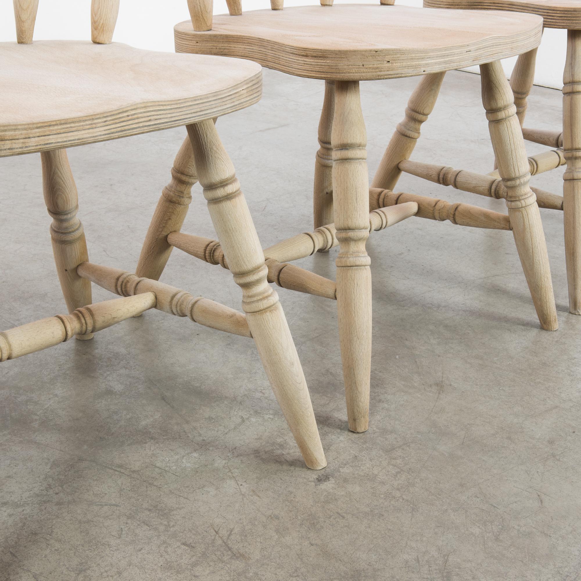 1970s Belgian Bleached Oak Dining Chairs, Set of Six 5