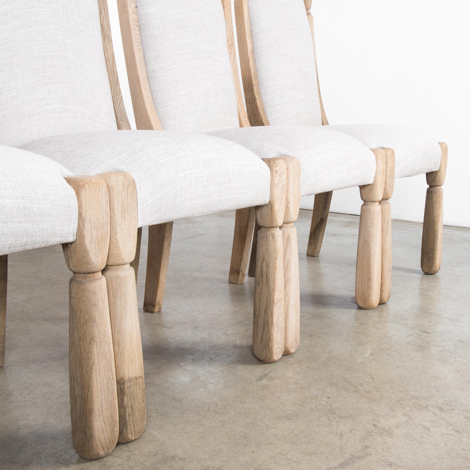 1970s Belgian Bleached Oak Dining Chairs, Set of Six 8
