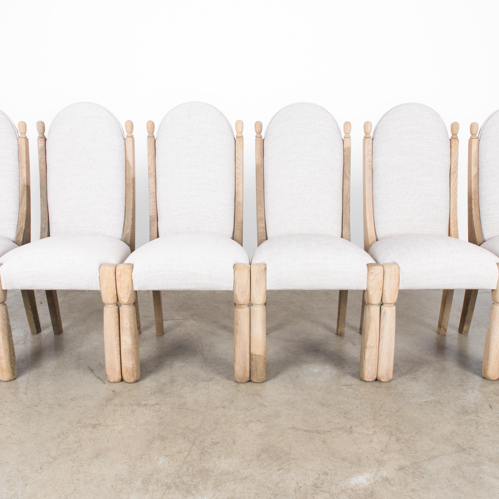 1970s Belgian Bleached Oak Dining Chairs, Set of Six 1