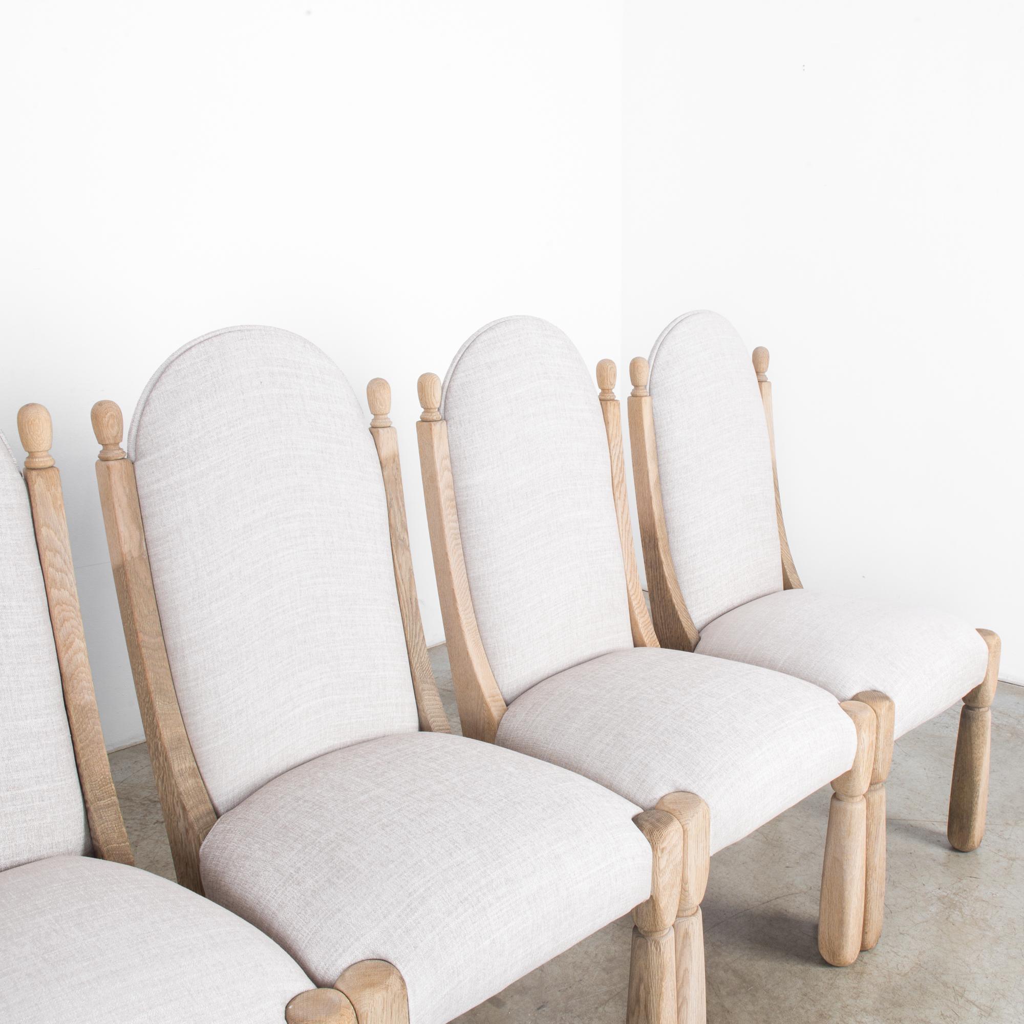 1970s Belgian Bleached Oak Dining Chairs, Set of Six 2