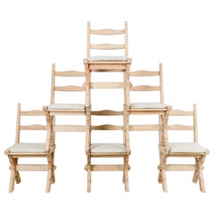 1970s Belgian Bleached Oak Dining Chairs, Set of Six 1970s Belgian Bleached Oak Dining Chairs, Set of Six