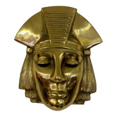 1970s Belgian Brass Hanging Pharaoh Face Plaque