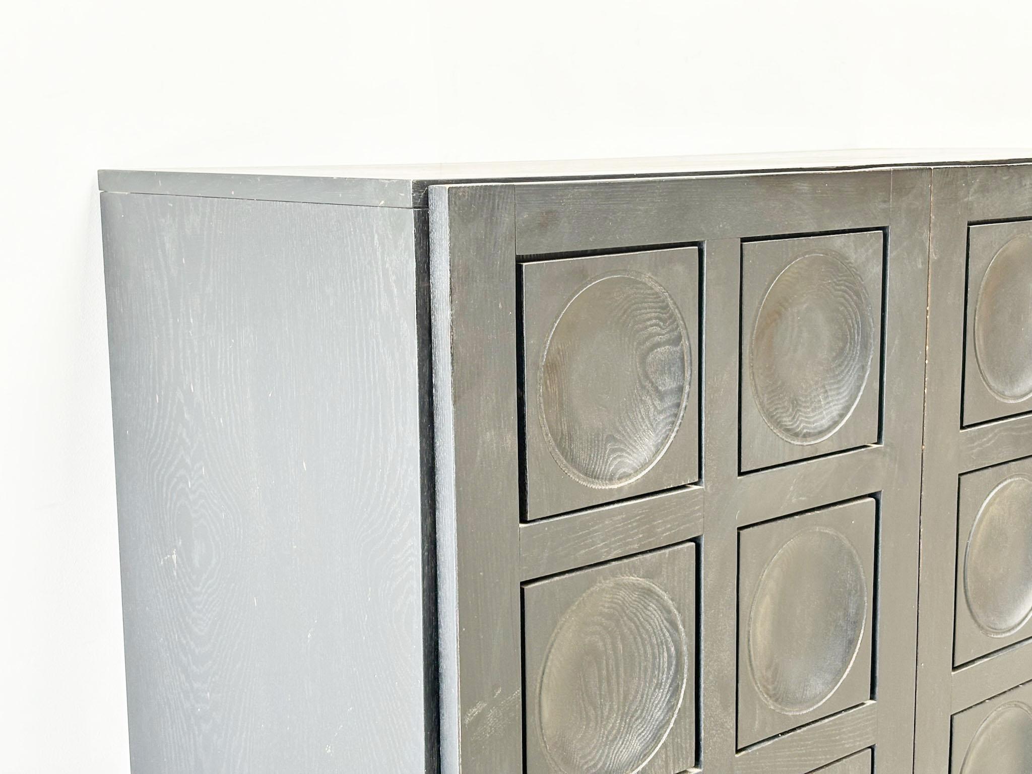 European 1970's Belgian brutalist graphical Musterring bar cabinet