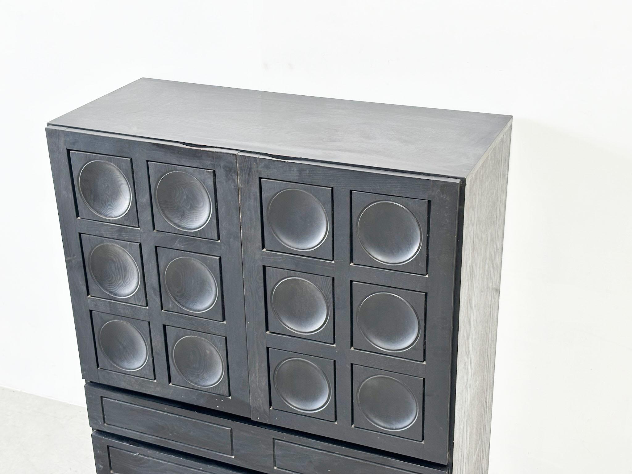 1970's Belgian brutalist graphical Musterring bar cabinet In Good Condition In Nijlen, VAN
