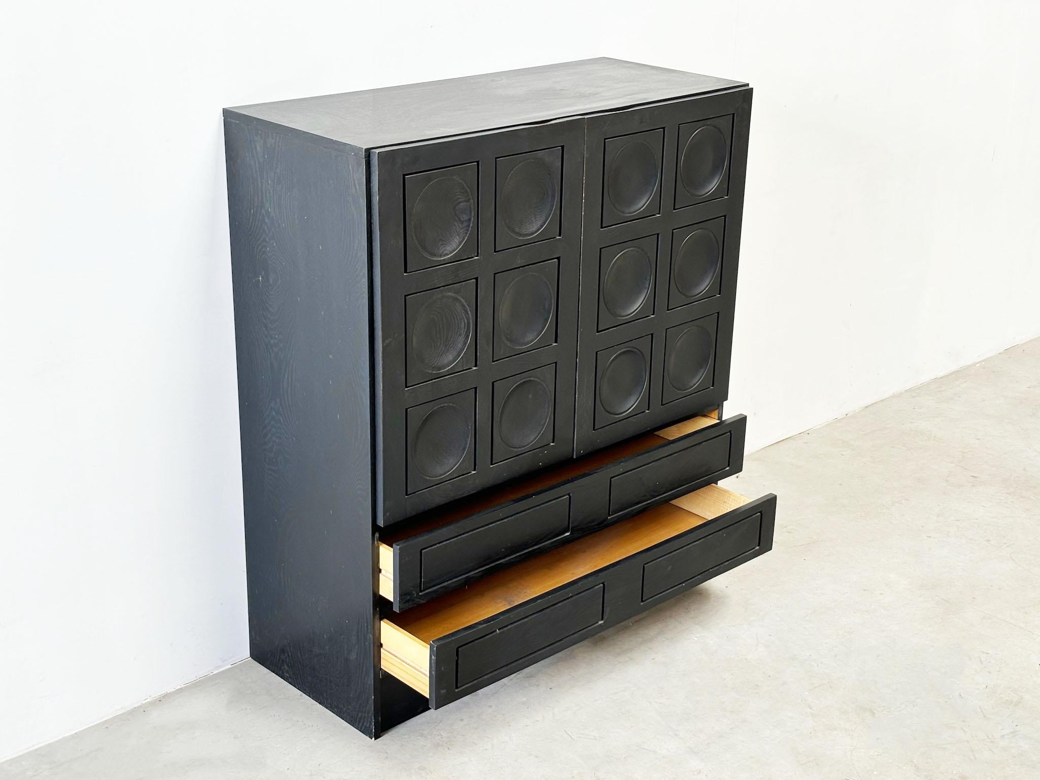 1970's Belgian brutalist graphical Musterring bar cabinet 1