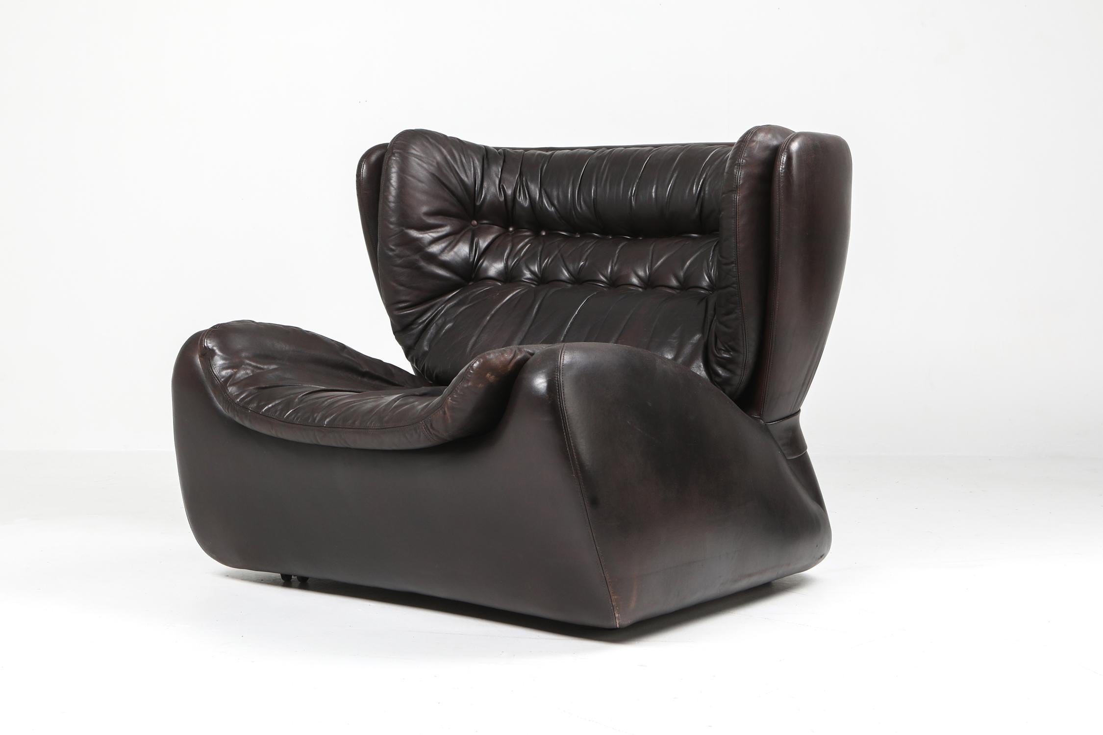 20th Century 1970s Belgian Lounge Chair with Ottoman 'Pasha' by Durlet For Sale