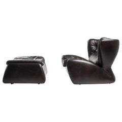 Used 1970s Belgian Lounge Chair with Ottoman 'Pasha' by Durlet